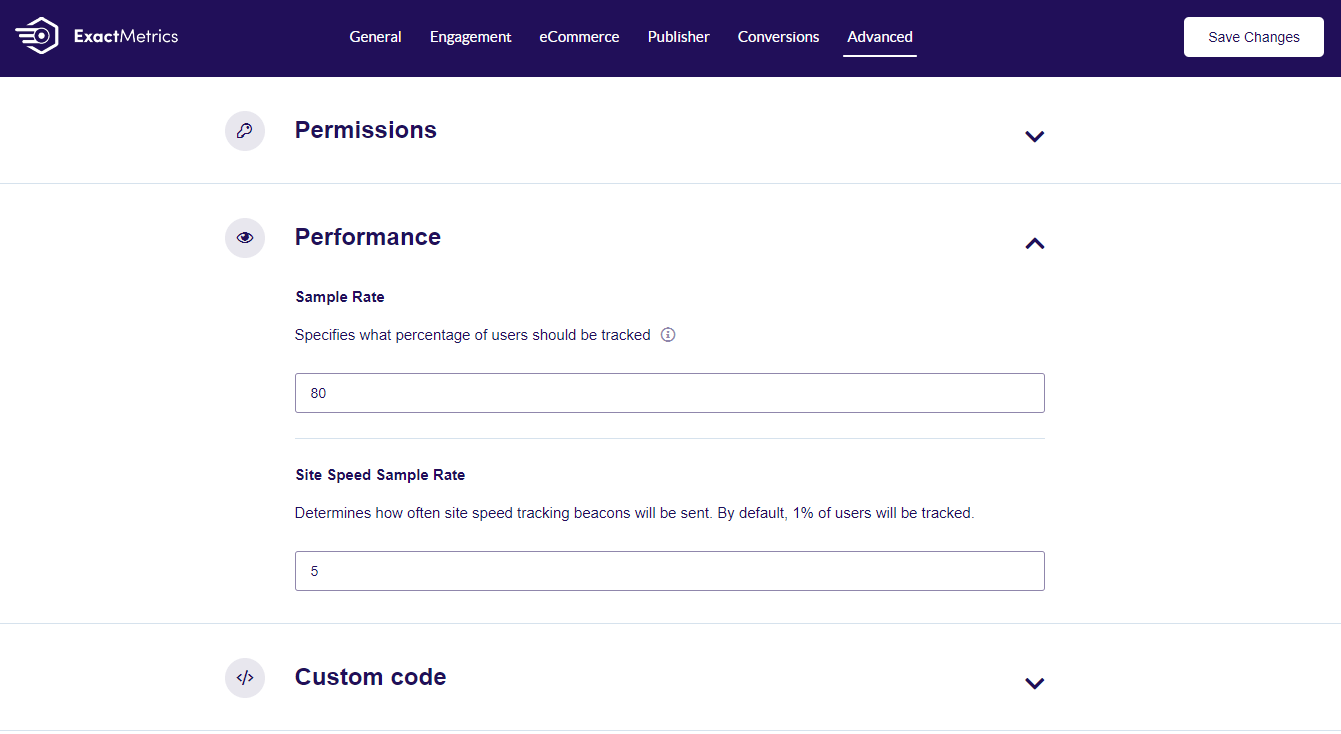 exactmetrics performance