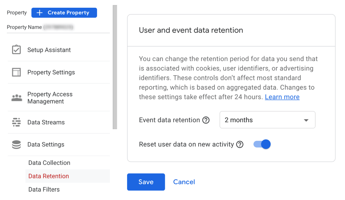 GA4 data retention