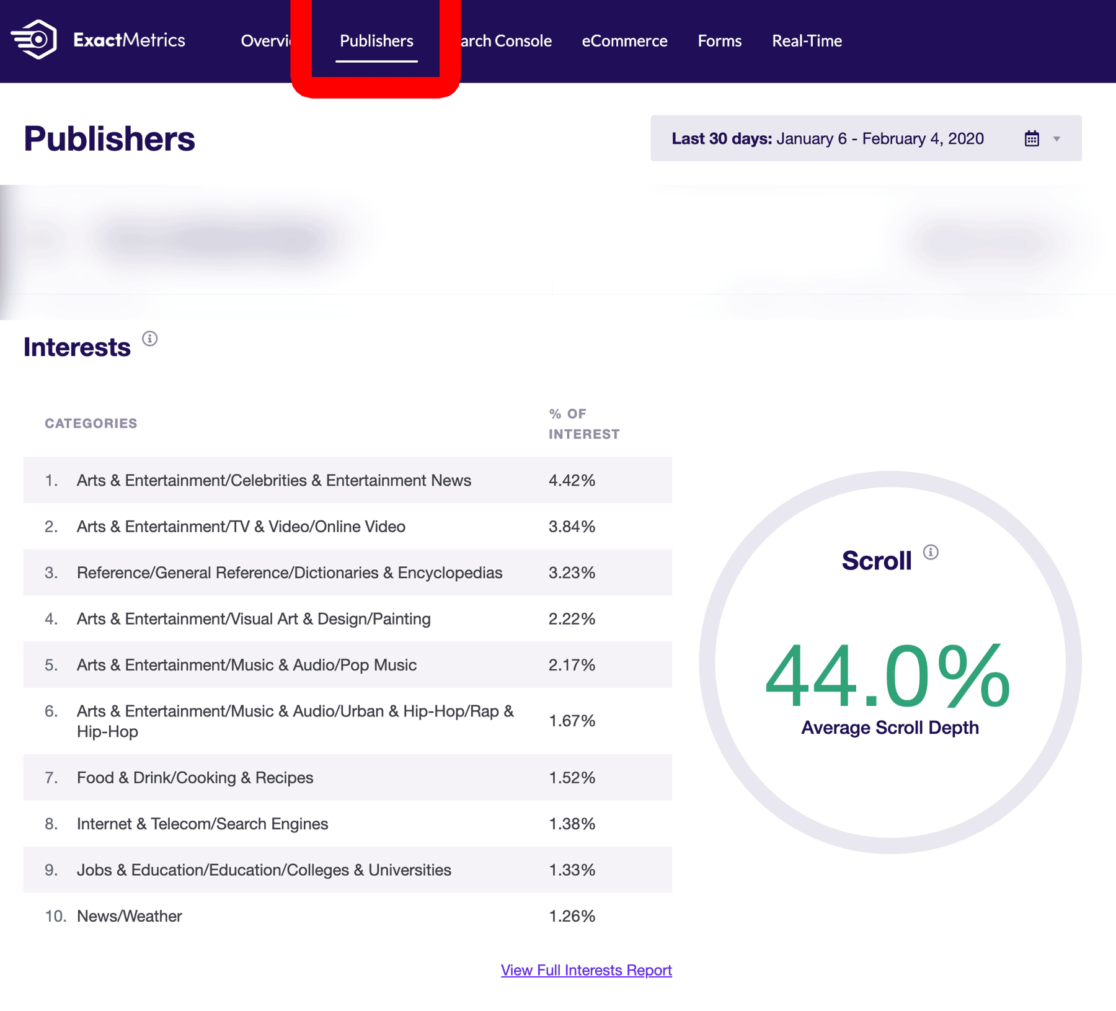 scroll tracking report