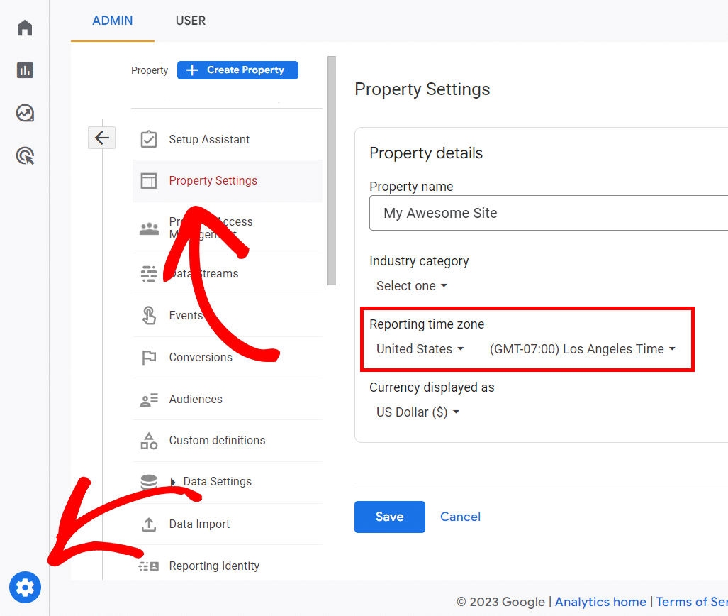 Update your timezone within Google Analytics