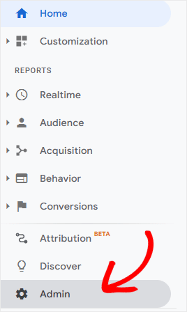 Google Analytics Universal Admin Menu
