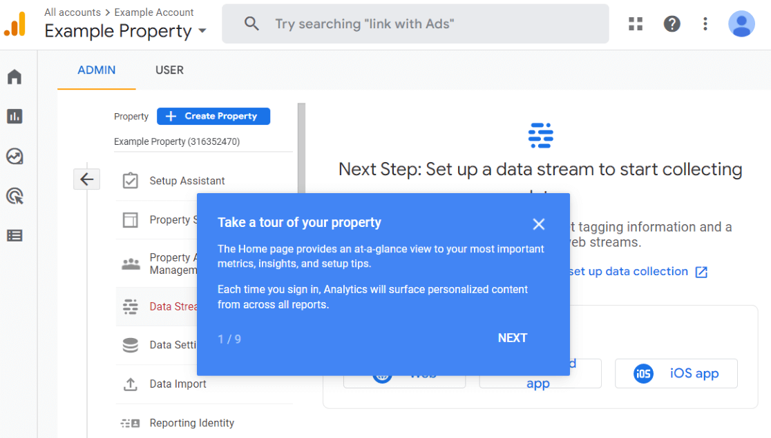 Google Analytics Property Tour