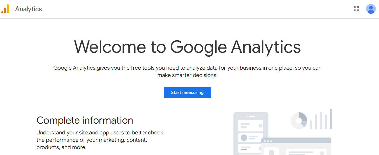 Google Analytics Welcome Page