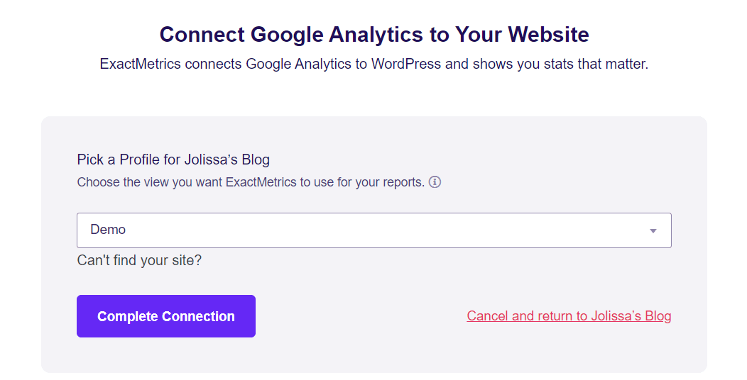 Connect ExactMetrics to Google Analytics