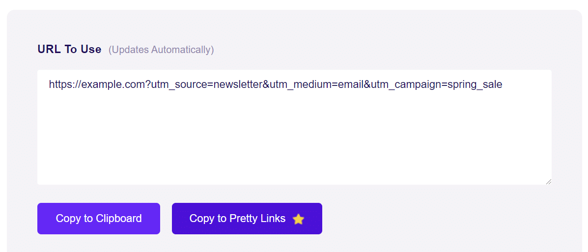 custom URL pretty links integration