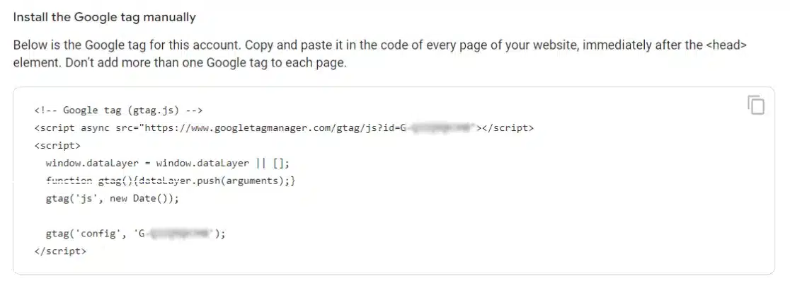 GA4 tracking code example