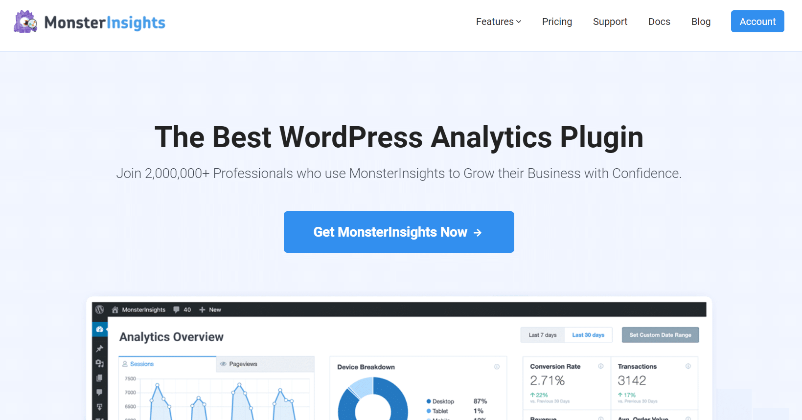 monsterinsights best wordpress plugin for google analytics