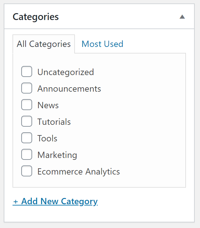 wordpress categories