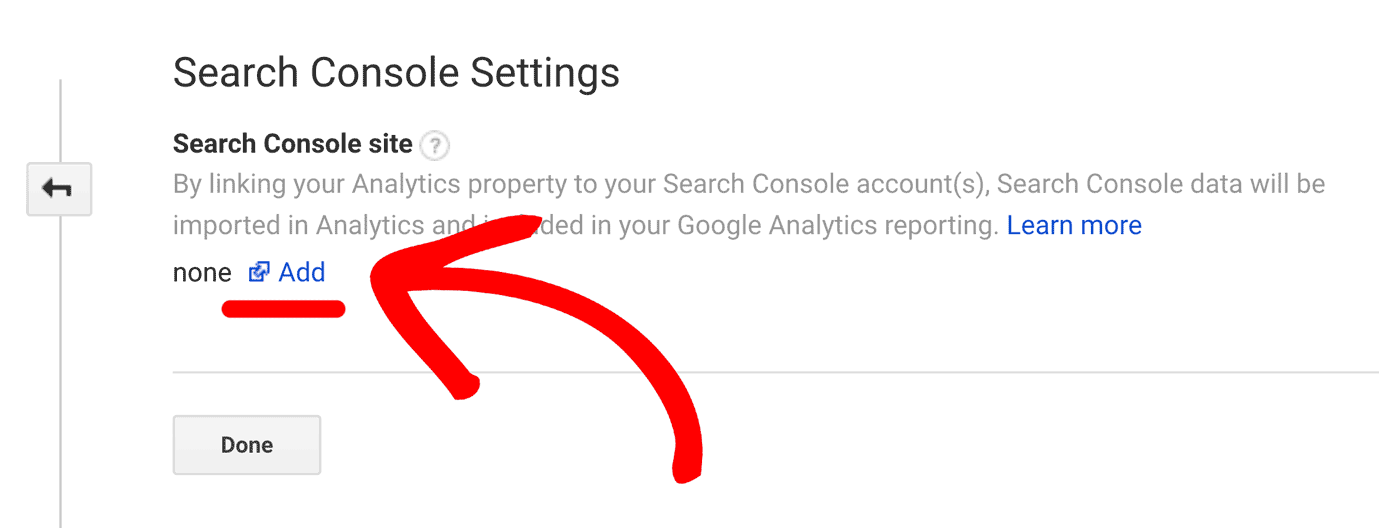 add search console settings