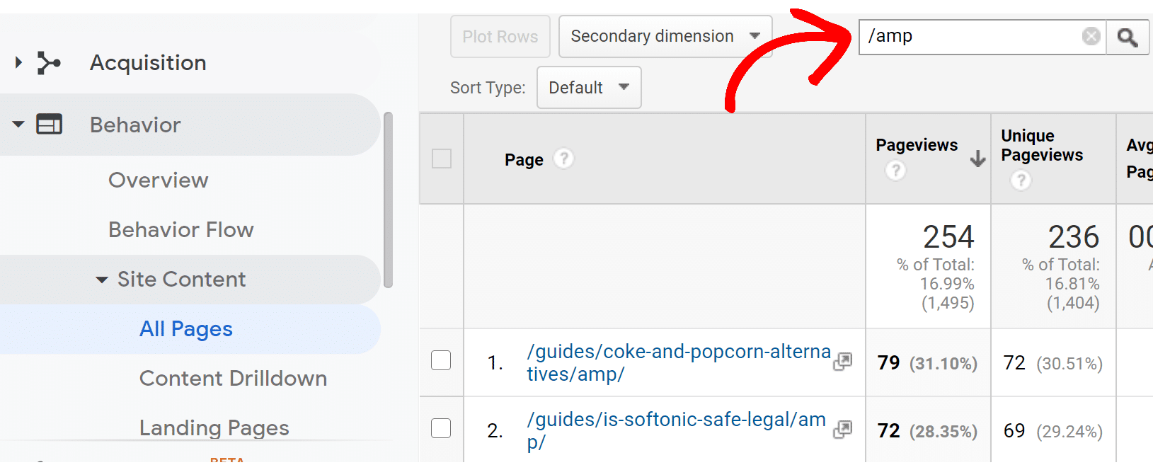 amp pages in google analytics