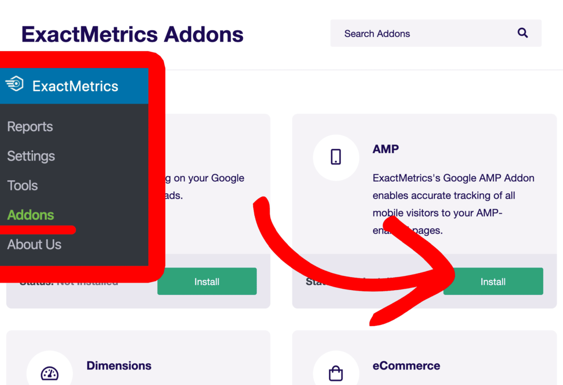 ExactMetrics Install AMP addon