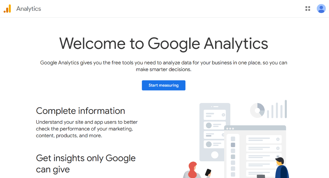 welcome to Google Analytics page