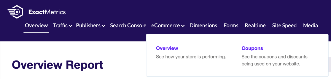 EM GA4 reports eCommerce menu