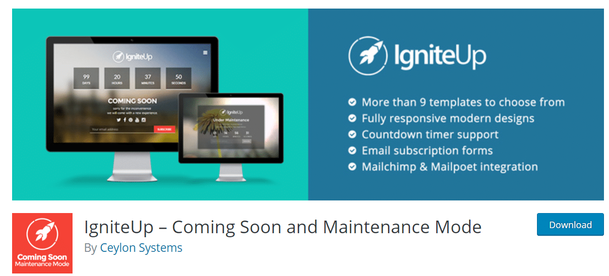 igniteup wordpress coming soon plugin