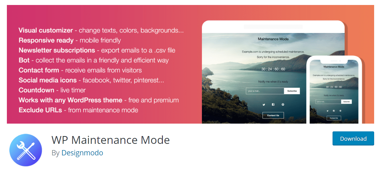 wp maintenance mode plugin wordpress