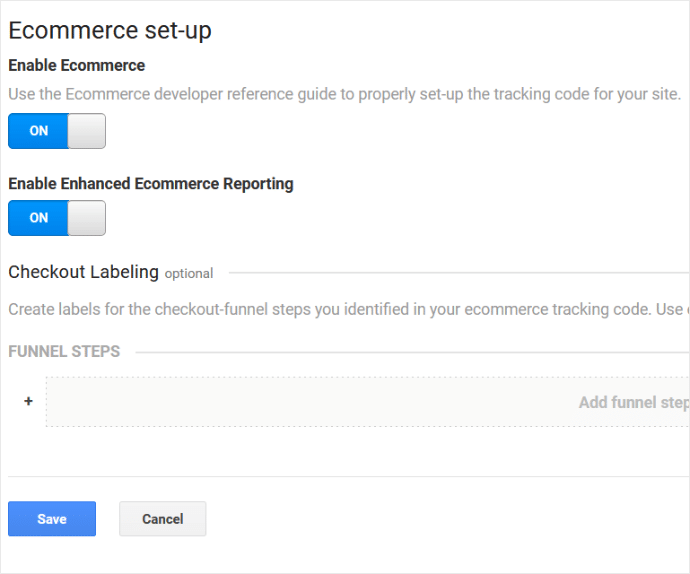 google analytics enhanced ecommerce settings