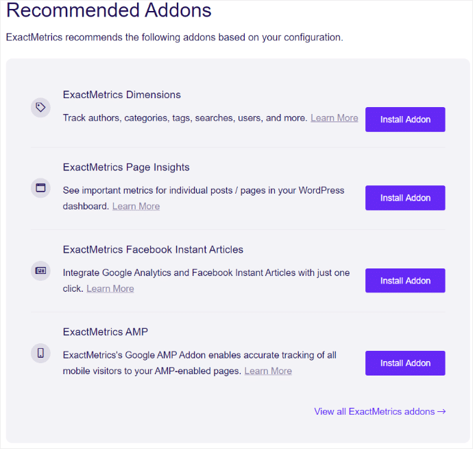 ExactMetrics Addons