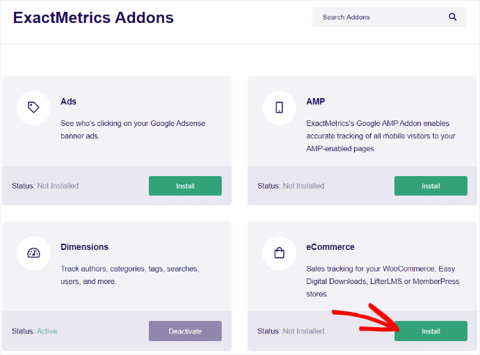 ExactMetrics eCommerce Addons