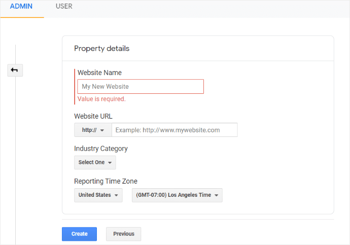 Google Analytics Property Details