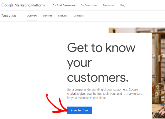 Google Analytics Sign Up Screen