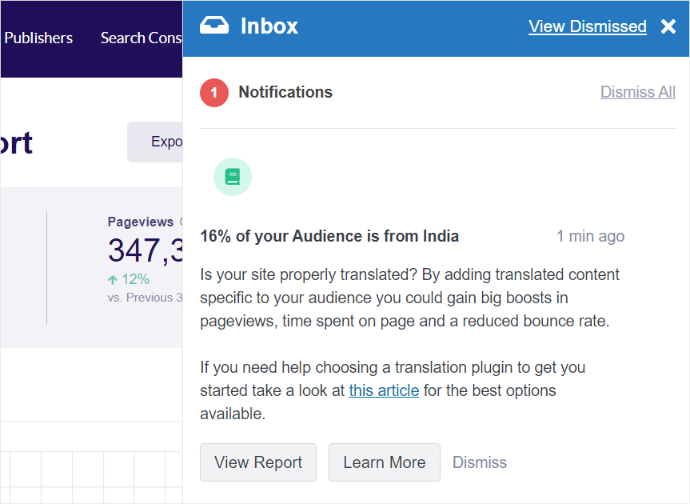 Contextual Insights Audience Notification