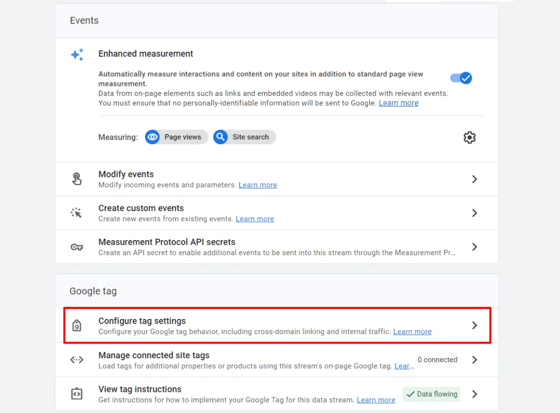 GA4 Configure tag settings