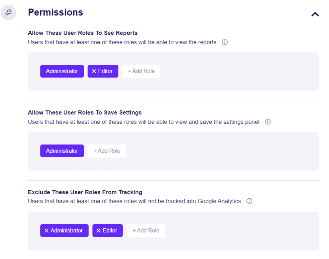 exactmetrics permissions settings