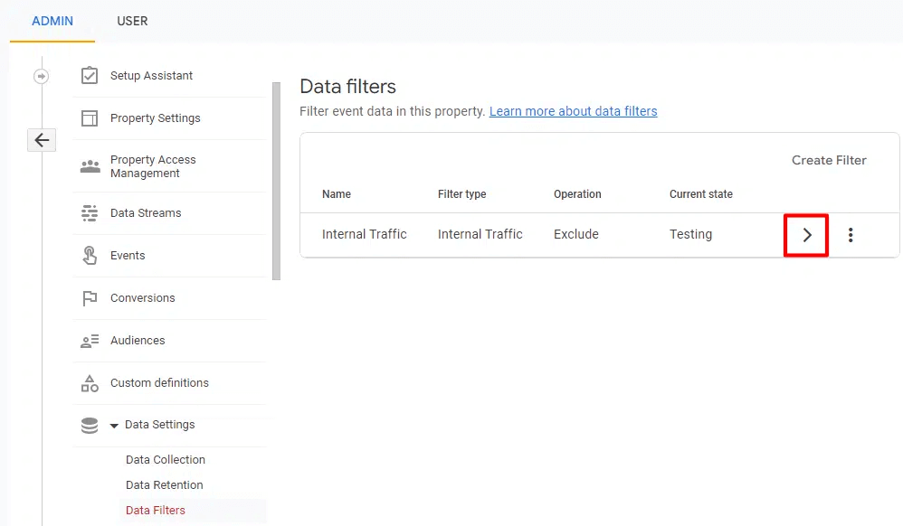 GA4 data filters internal traffic