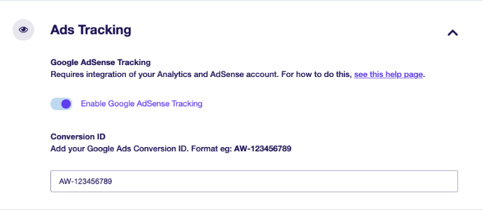 exactmetrics ads addon settings