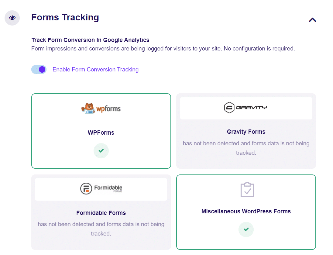 form tracking exactmetrics