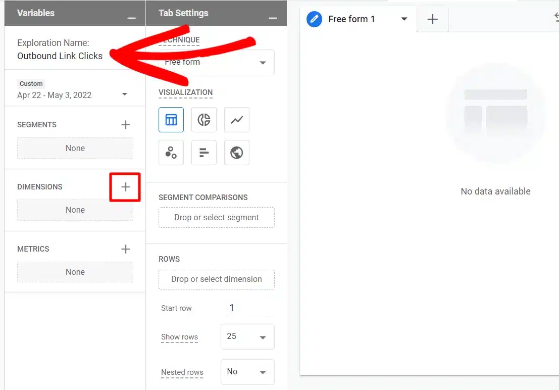 GA4 Outbound links click add dimensions custom report