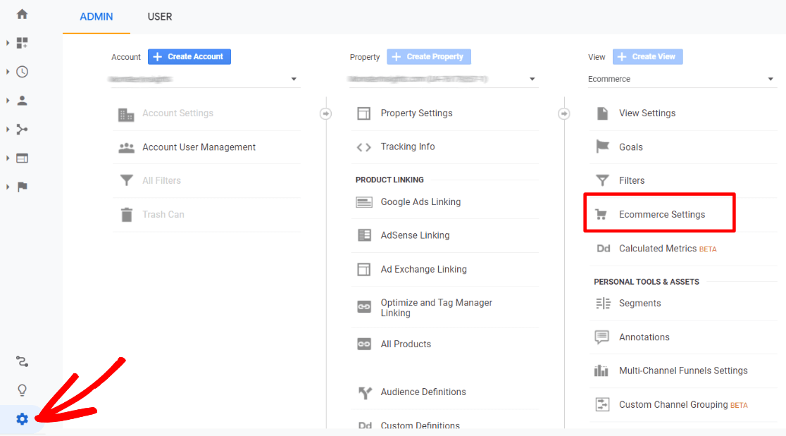 Google Analytics Ecommerce Settings