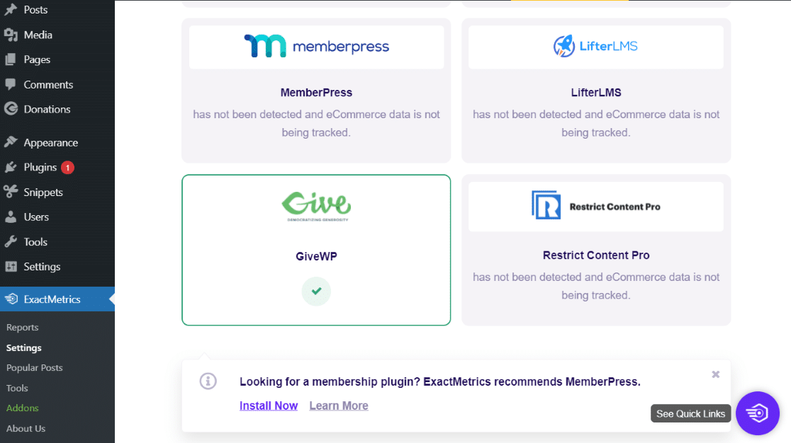 ExactMetrics GiveWP Integration - track GiveWP in Google Analytics