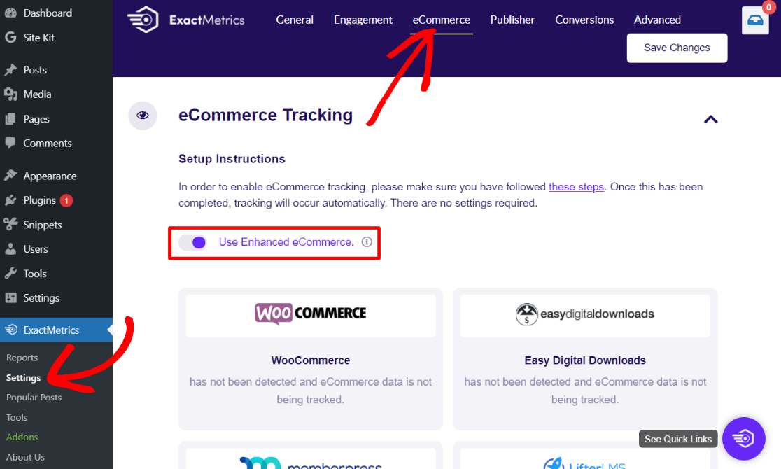 Enable Enhanced Ecommerce in ExactMetrics