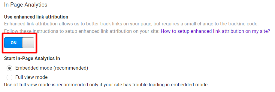 Enhanced Link Attribution in Google Analytics Settings