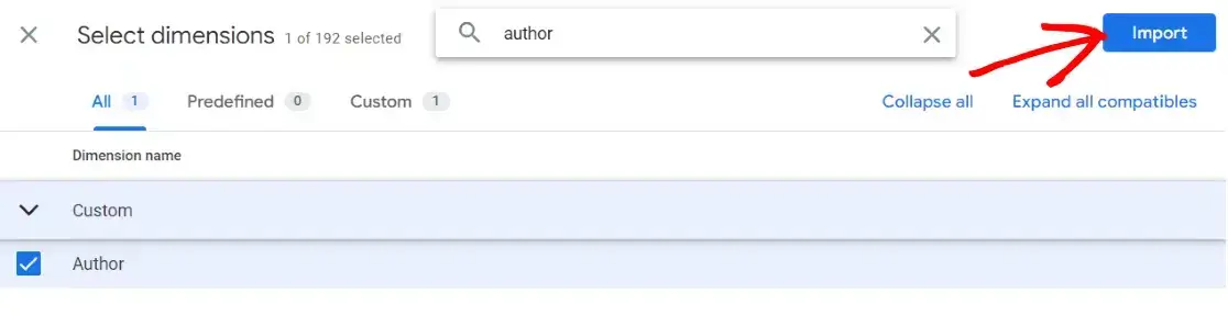 GA4 Import author dimension custom report
