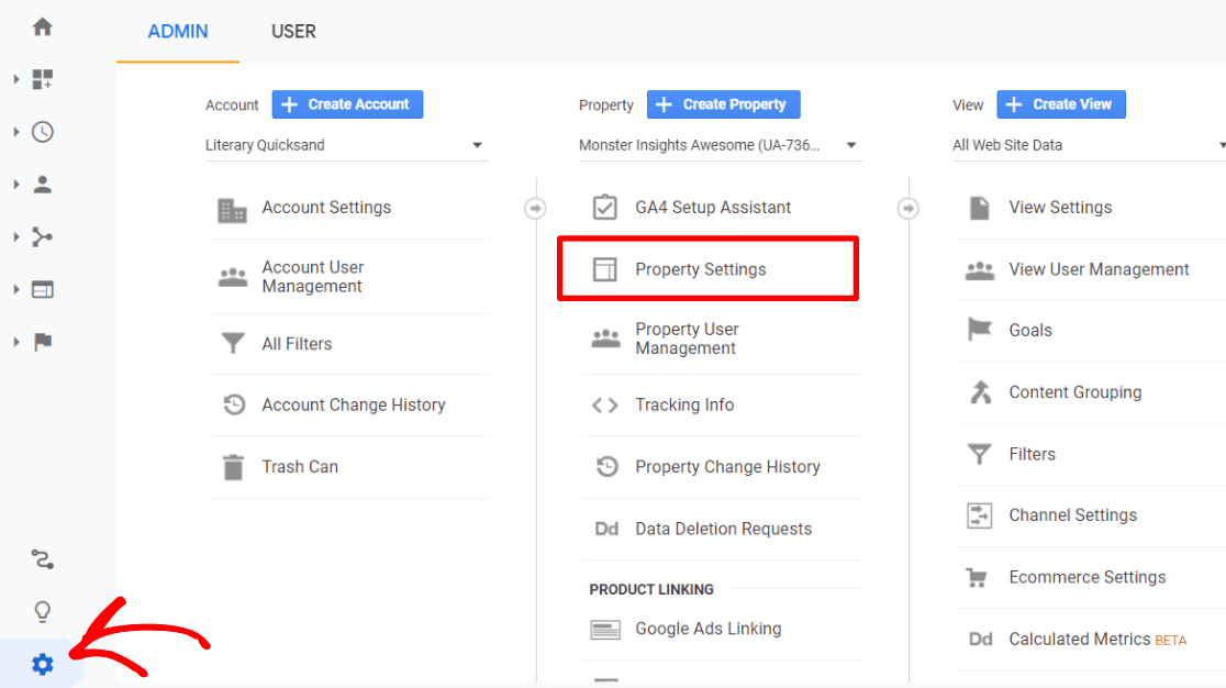 Google Analytics Property Settings