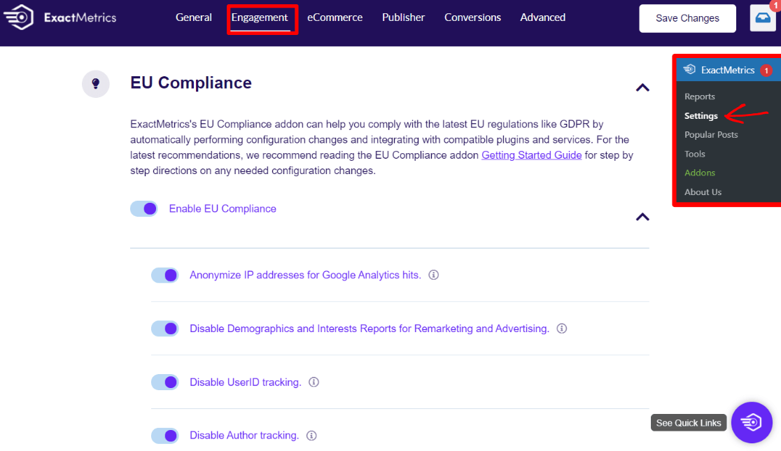 EU Compliance Addon Settings - CCPA/CPRA Compliance