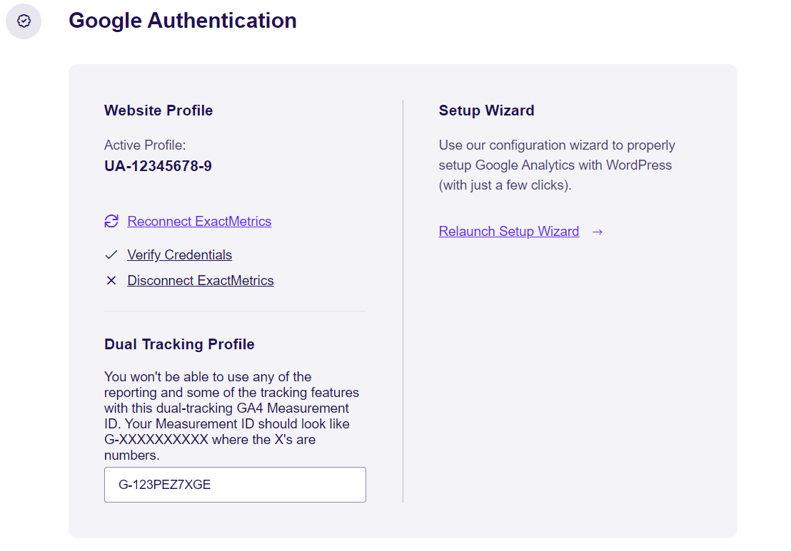 ExactMetrics Dual Tracking