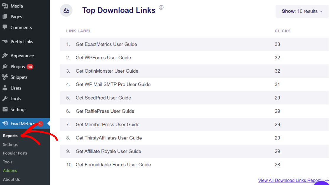 Top Download Links Report