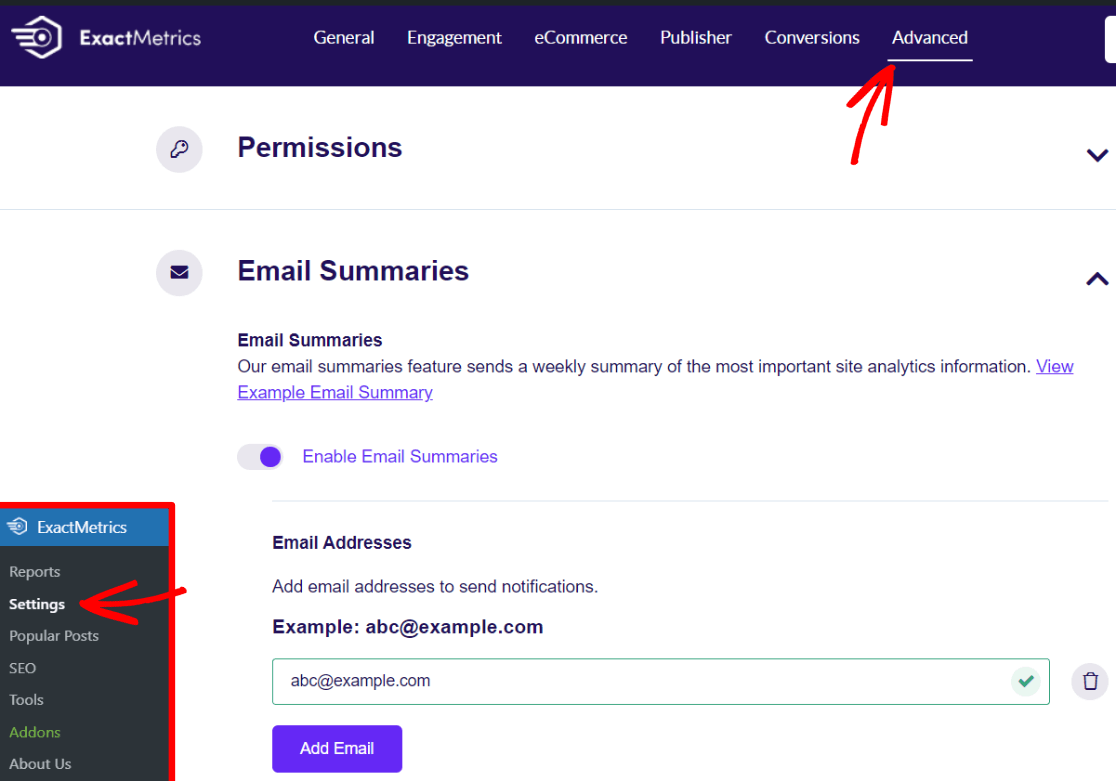 ExactMetrics Email Summaries