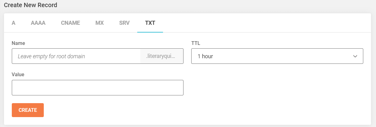 How to create a new TXT record