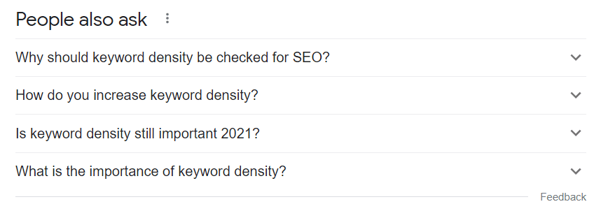 Keyword Density - People Also Ask Example