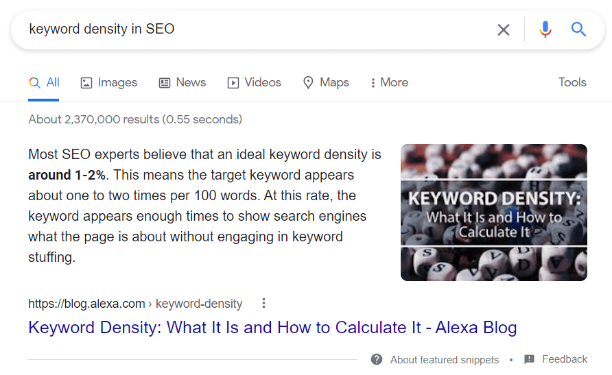 Featured Snippet Example