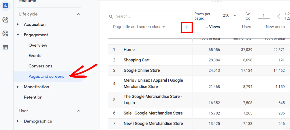 Add a dimension to Pages and Screens report