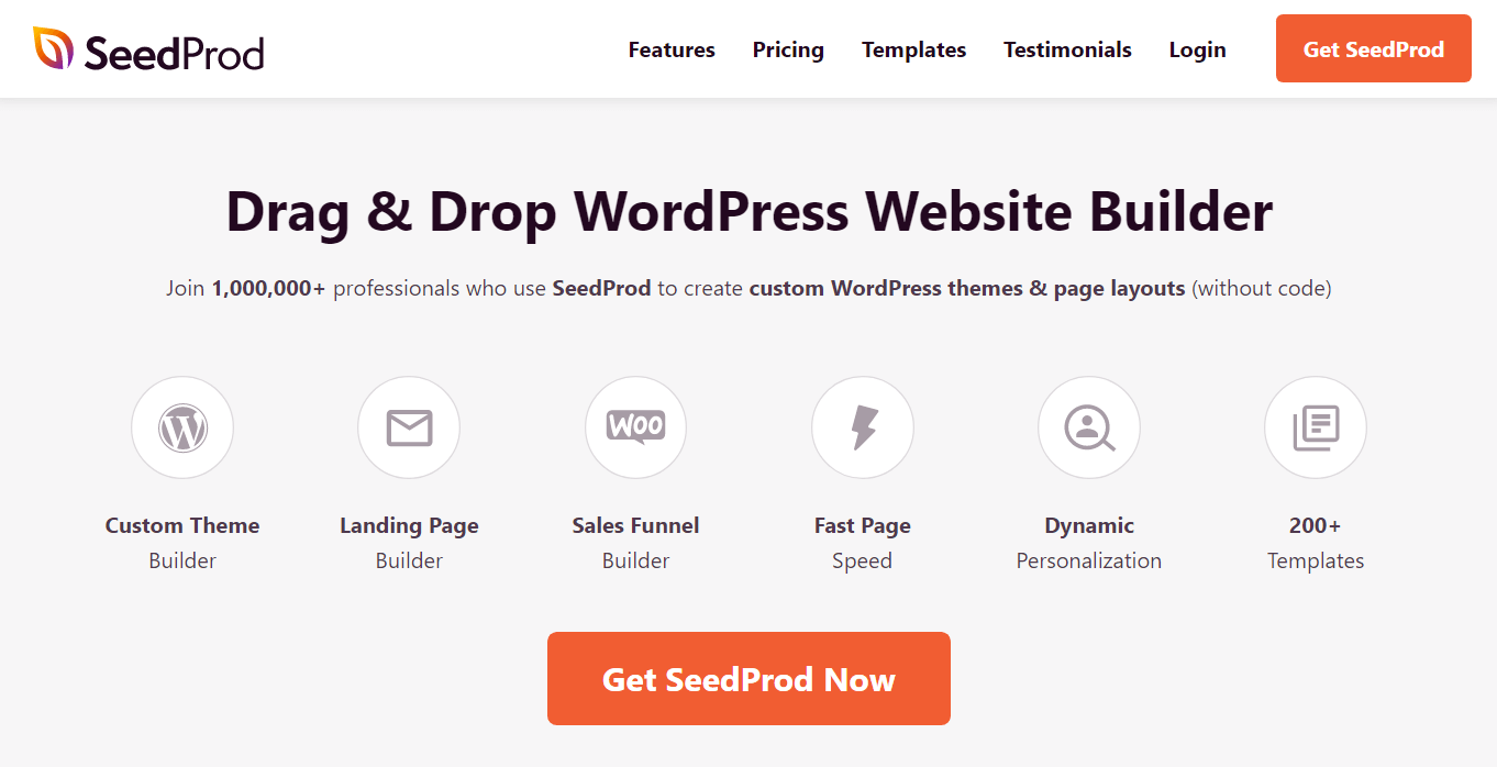 SeedProd custom theme builder home page