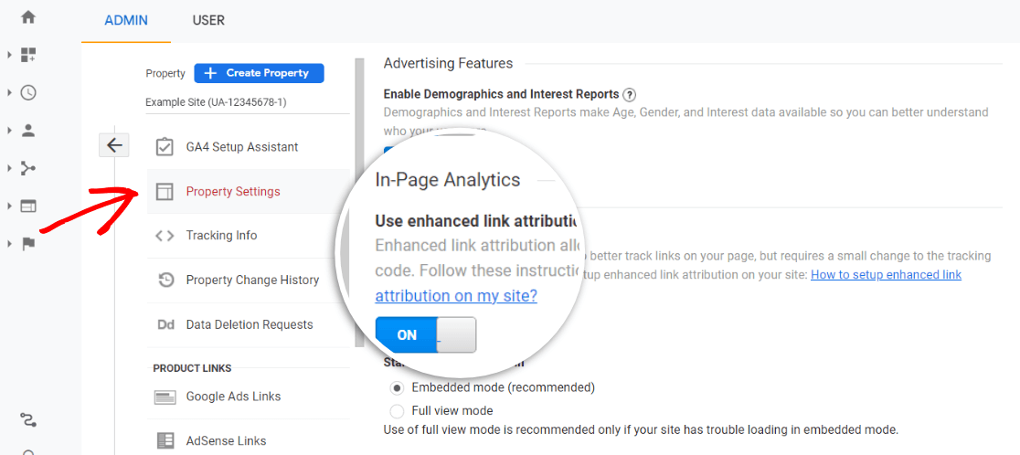 Turn on enhanced link attribution in Google Analytics