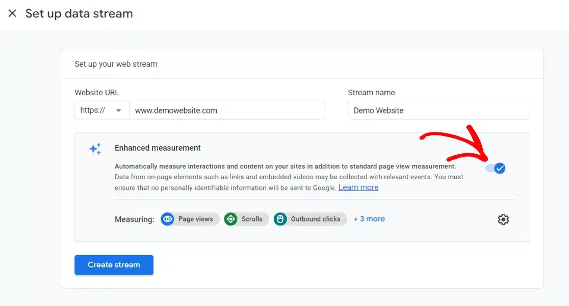 turn off enhanced measurement GA4 - add GA4 to wordpress