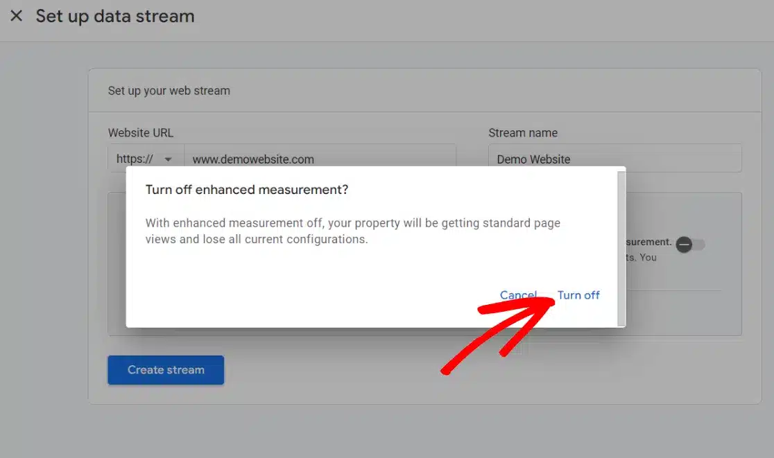 turn off enhanced measurement popup