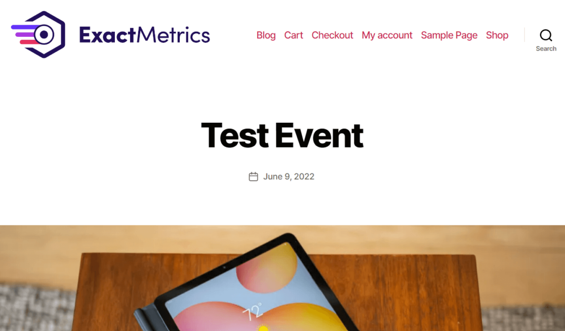 Test event on WordPress calendar